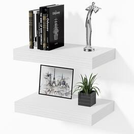BOMEDA - Wooden Floating Shelves for Wall, Wall Shelf for, Bedroom, Living Room, Bathroom Shelves Storage, 12x7x1.5 in, 2 Pack - White