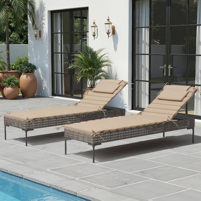 Angle. Crestlive Products - Crestlive Products 2pc 72in Outdoor Foldable Water Resistant Chaise Lounge Chair Cushion with Ties Beige Patio cushion - Beige.