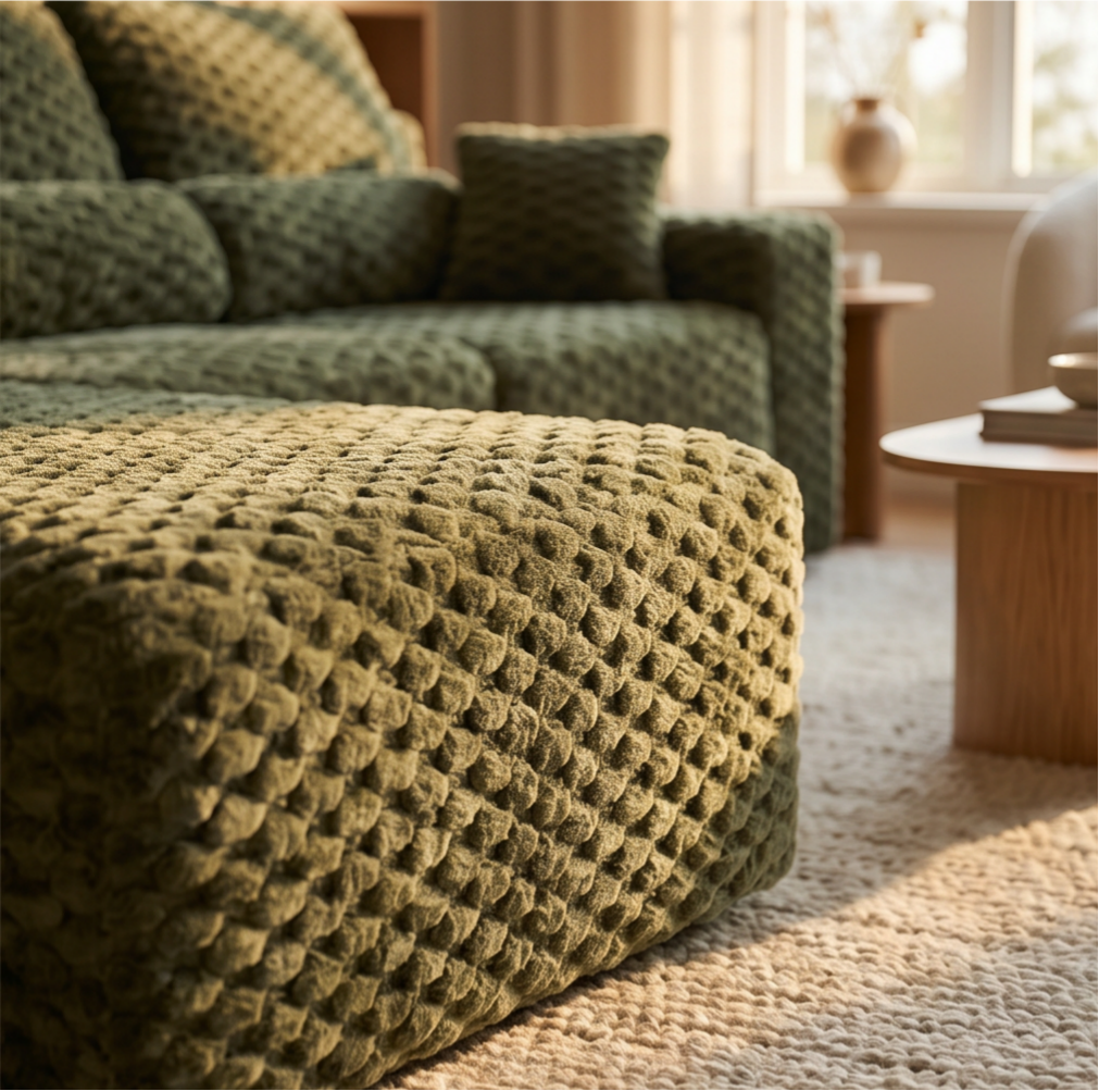 Alt View 8. Famapy - 135" Width Compressed Sectional Sofa No Assembly High-Density Foam, Pet-Friendly 3-Color Choice for Living Room - Dark Green.