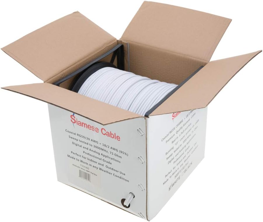 Coaxial Siamese Sweep RG59/20 AWG Cable Digital tested to 3000MHz, 75 Ohm, 18/2 Analog, 75 AWG (95%) Made Perfect for Professional Indoor and Outdoor Applications Grade 1 and 750060 any Weather Use Condition Siam $ RUsA Coaxial Premium Reel Sweep Digital Perfect