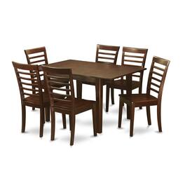 East West Furniture - 7 Pc small Kitchen Table set - Kitchen Table with 6 Kitchen Chairs - Mahogany