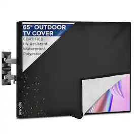 SereneLife - Waterproof TV Cover for 50-65" TV - Weatherproof with Remote Pocket, Dustproof, (SLTVC60) - Black