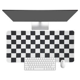 Unique Bargains - Checkered Desk Mat, 31.5x11.8 Inch Mouse Pad, Non-Slip Rubber, Stitched Edges, Soft, for Computer/Laptop - Black/White