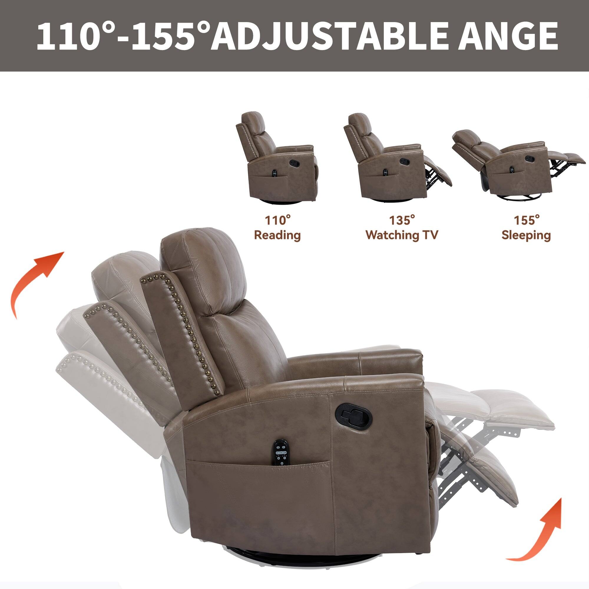 110°-155° ADJUSTABLE ANGLE

110° Reading  
135° Watching TV  
155° Sleeping