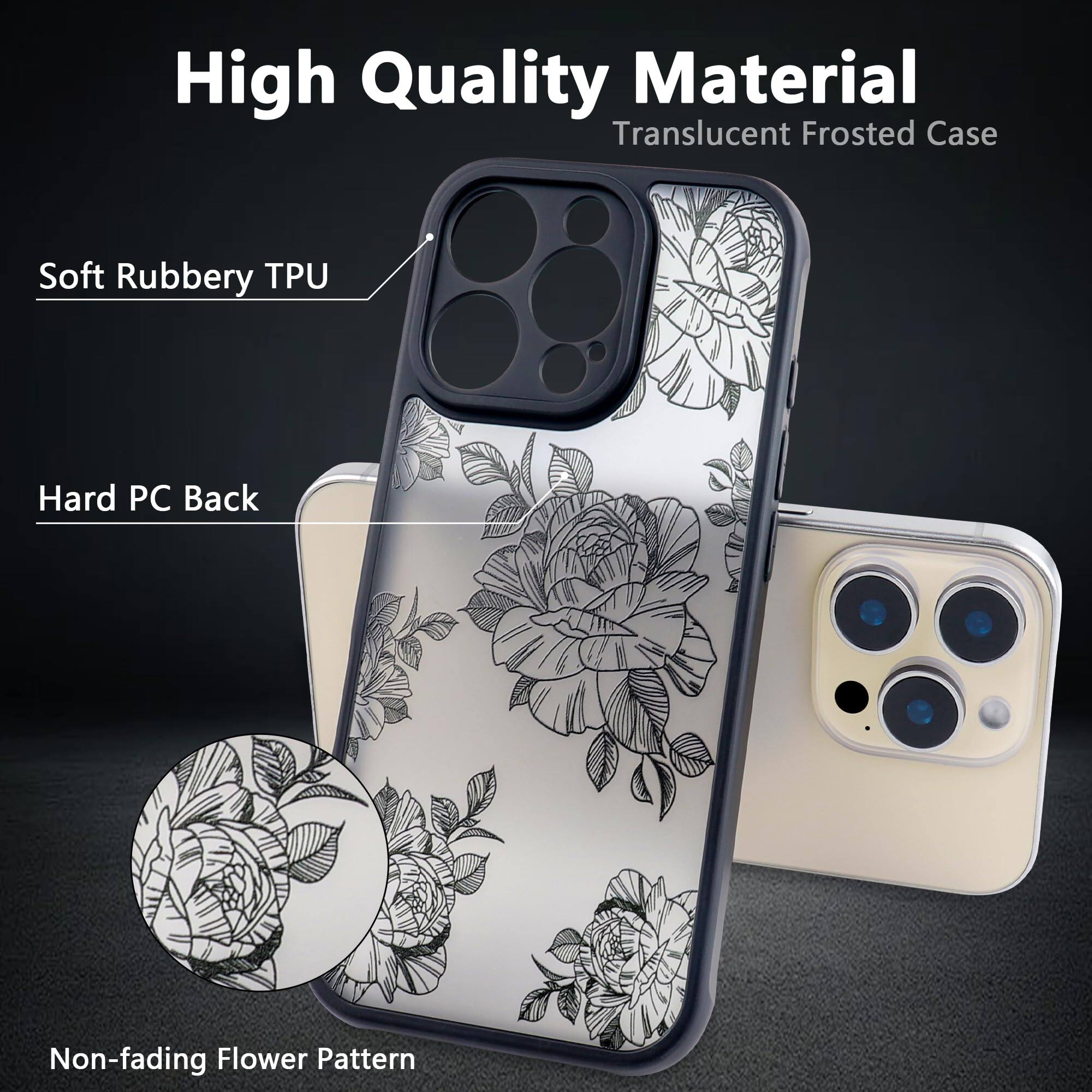 High Quality Material  
Translucent Frosted Case  

Soft Rubbery TPU  
Hard PC Back  
Non-fading Flower Pattern