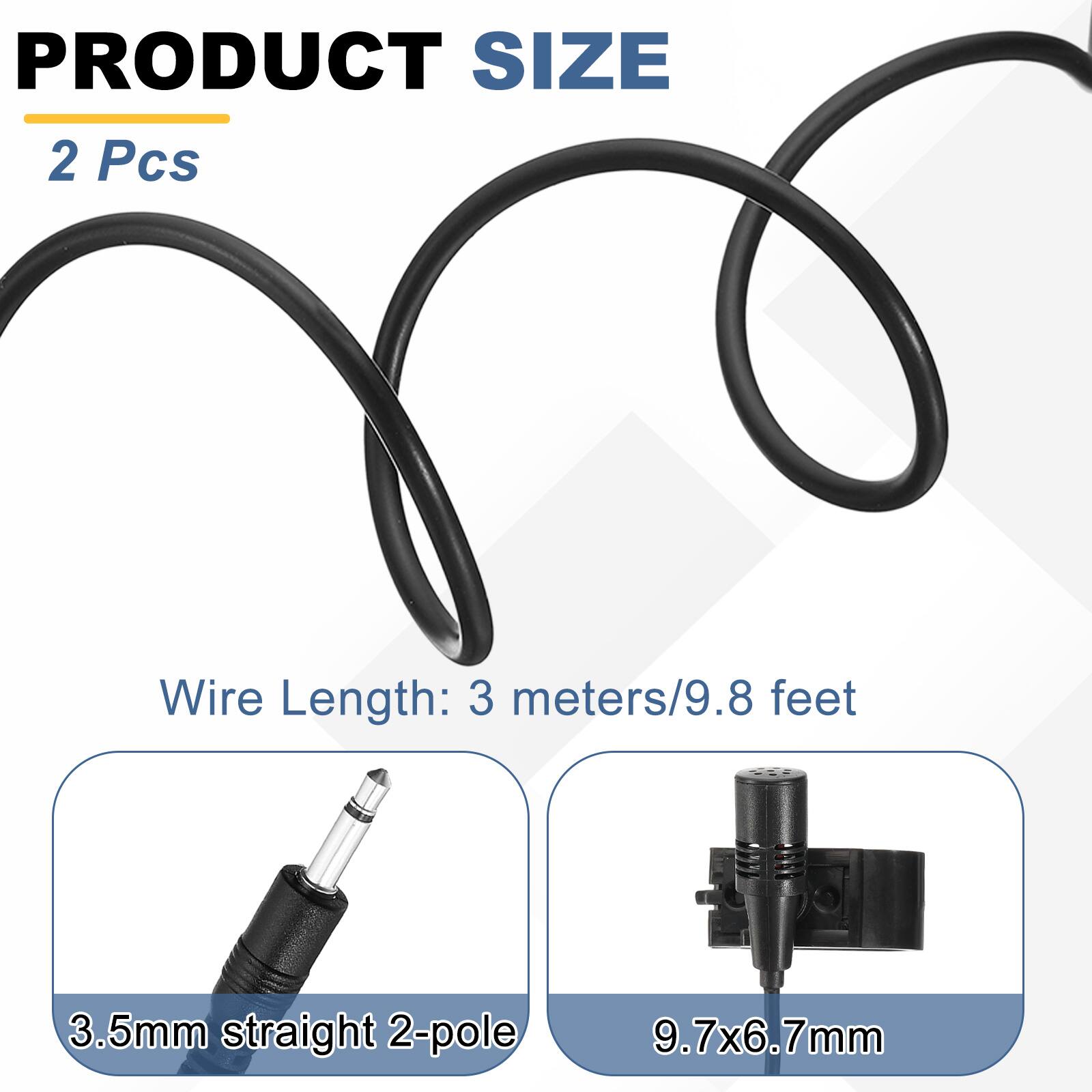 PRODUCT SIZE  
2 Pcs  

Wire Length: 3 meters/9.8 feet  

3.5mm straight 2-pole  
9.7x6.7mm