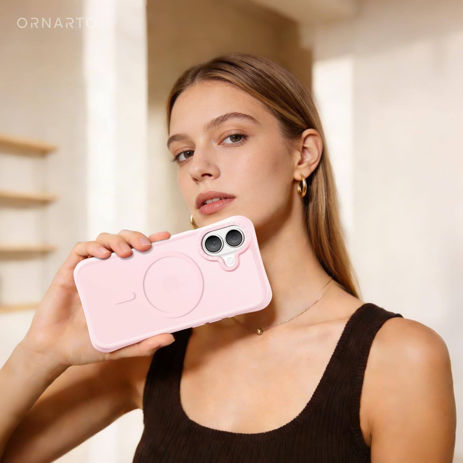 Alt View 8. Ornarto - ORNARTO Magnetic for iPhone 17 Case 6.3", Compatible with MagSafe | Slim Translucent Matte Cover-Chalk Pink - Chalk Pink.
