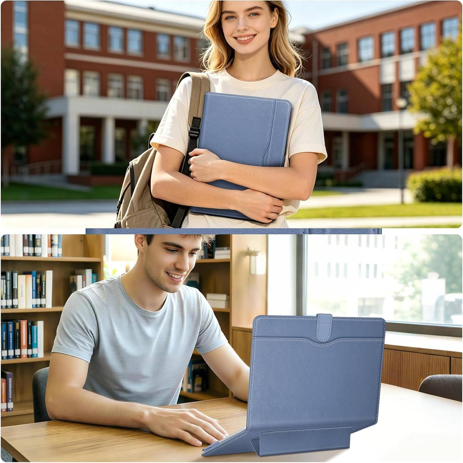 Alt View 3. Fintie - Folio Sleeve for MacBook Neo 13 Inch A3404 2026, Foldable Stand, Document Pocket, Magnetic Closure, PU Leather Cover - Indigo.