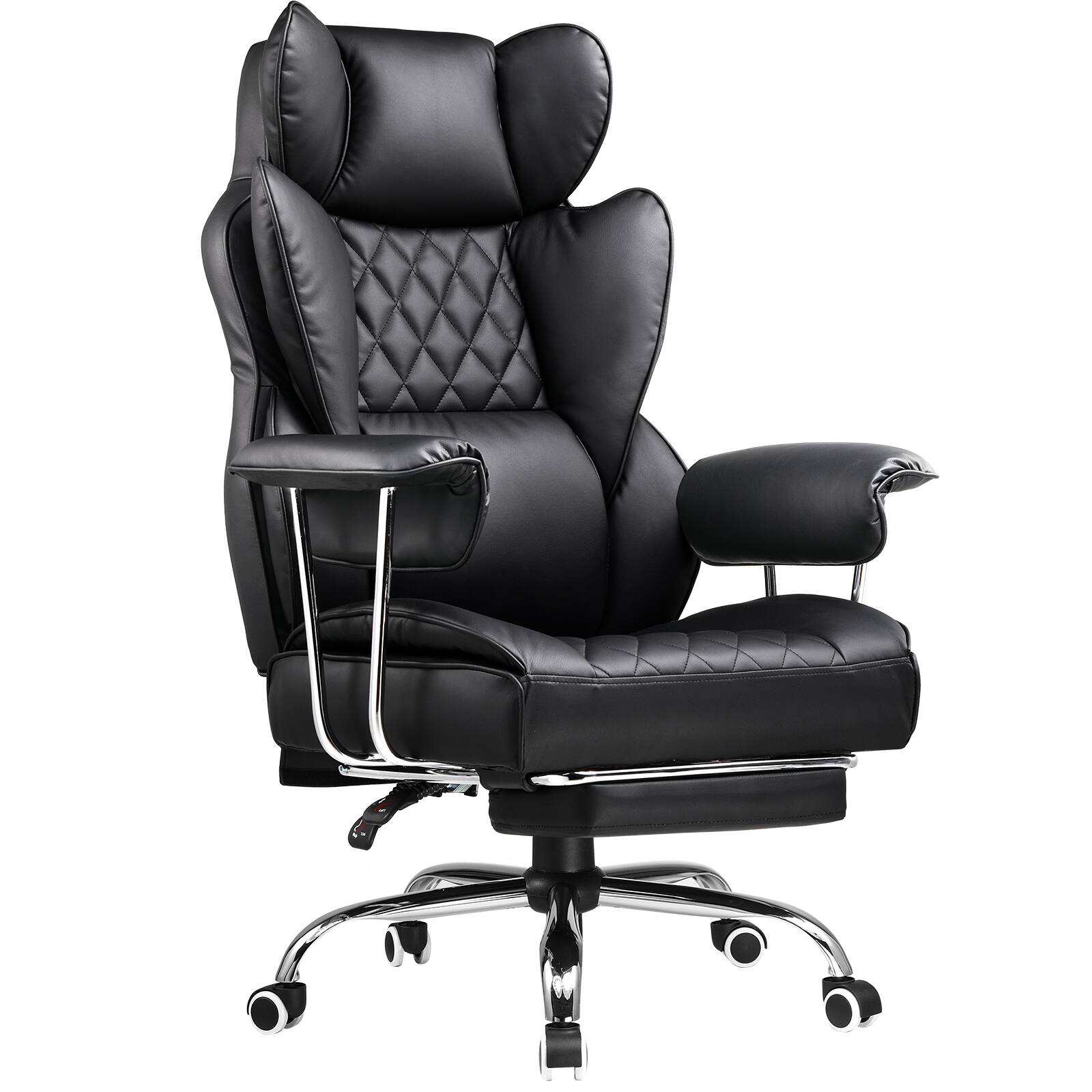 Front. GTPlayer - 400lbs Heavy Duty Computer Chair Faux Leather Comfortable Ergonomic Gaming Chair with Soft Armrests,Black - Black.