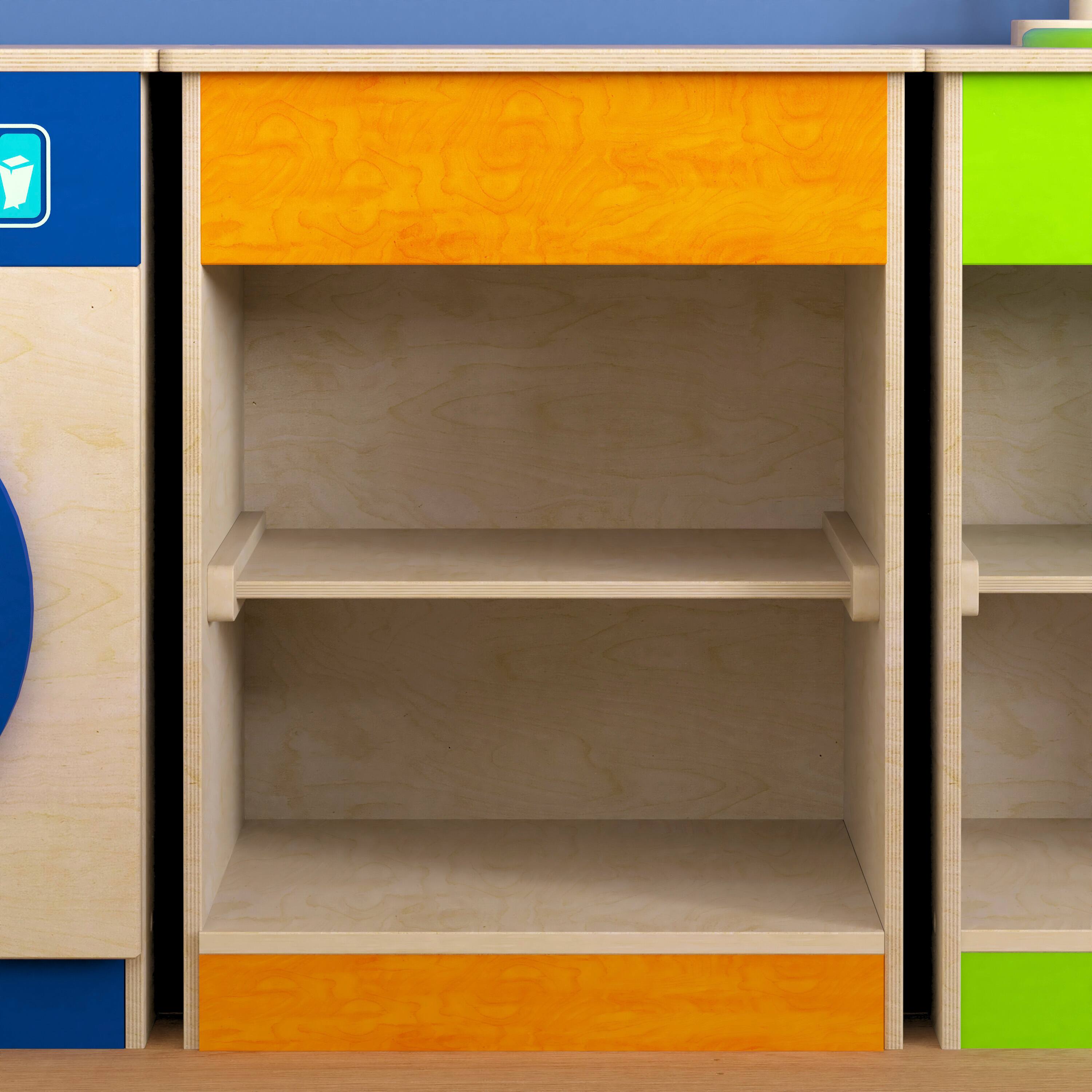 Alt View 2. Flash Furniture - Bright Beginnings Commercial Grade Wooden Kid's Two Shelf Kitchen Cabinet - Natural.