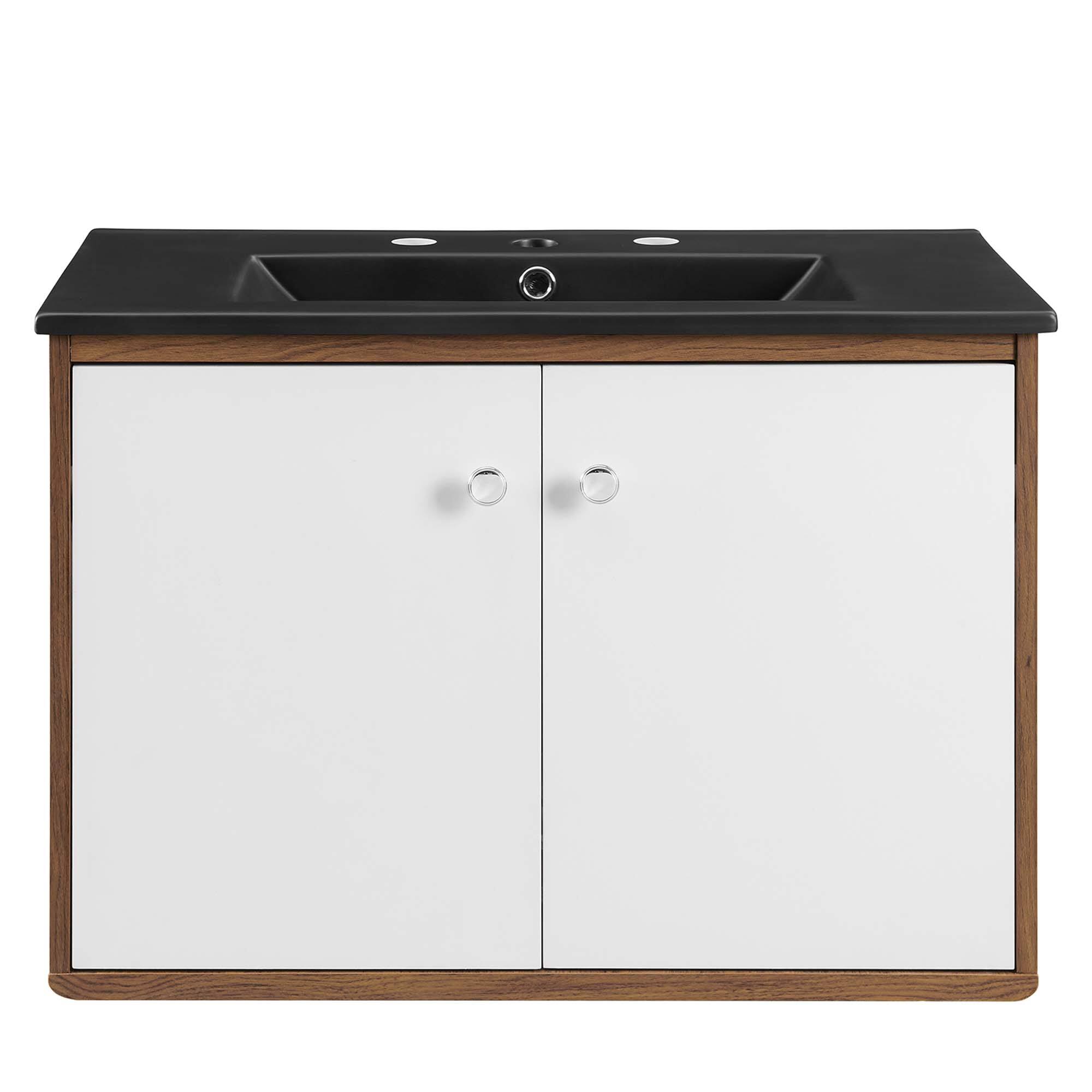 Alt View 2. Modway - Transmit Wall-Mount Bathroom Vanity Basin Included by Modway - Walnut Black.