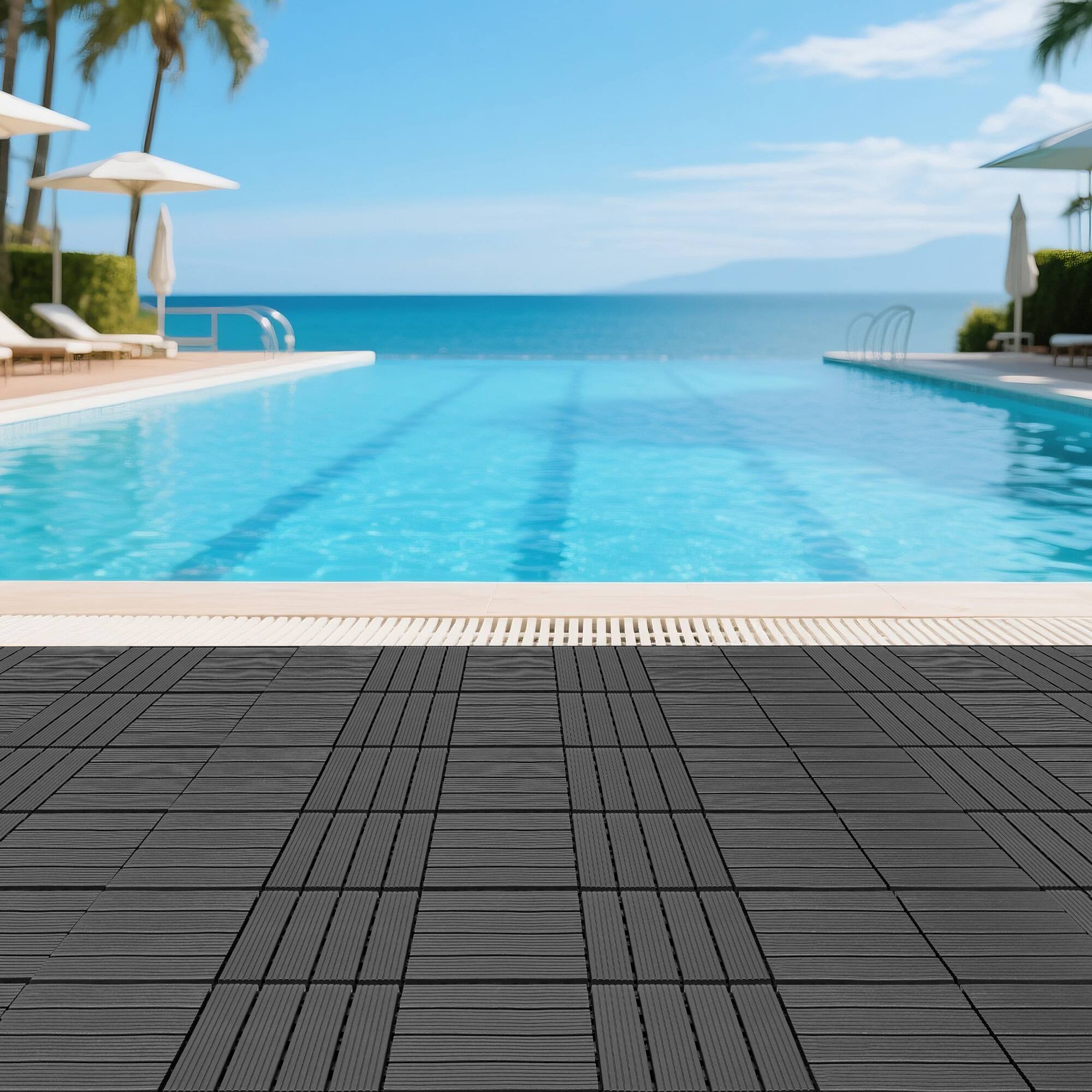 Left. Mondawe - 44 packs of terrace decking tiles(12 x 12 inches) - Grey.