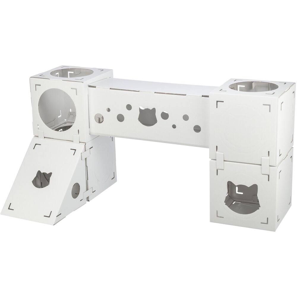 Front. TRIXIE - Finca Felice Indoor Modular Cardboard Cat Condo, Cat Play Tower - White.