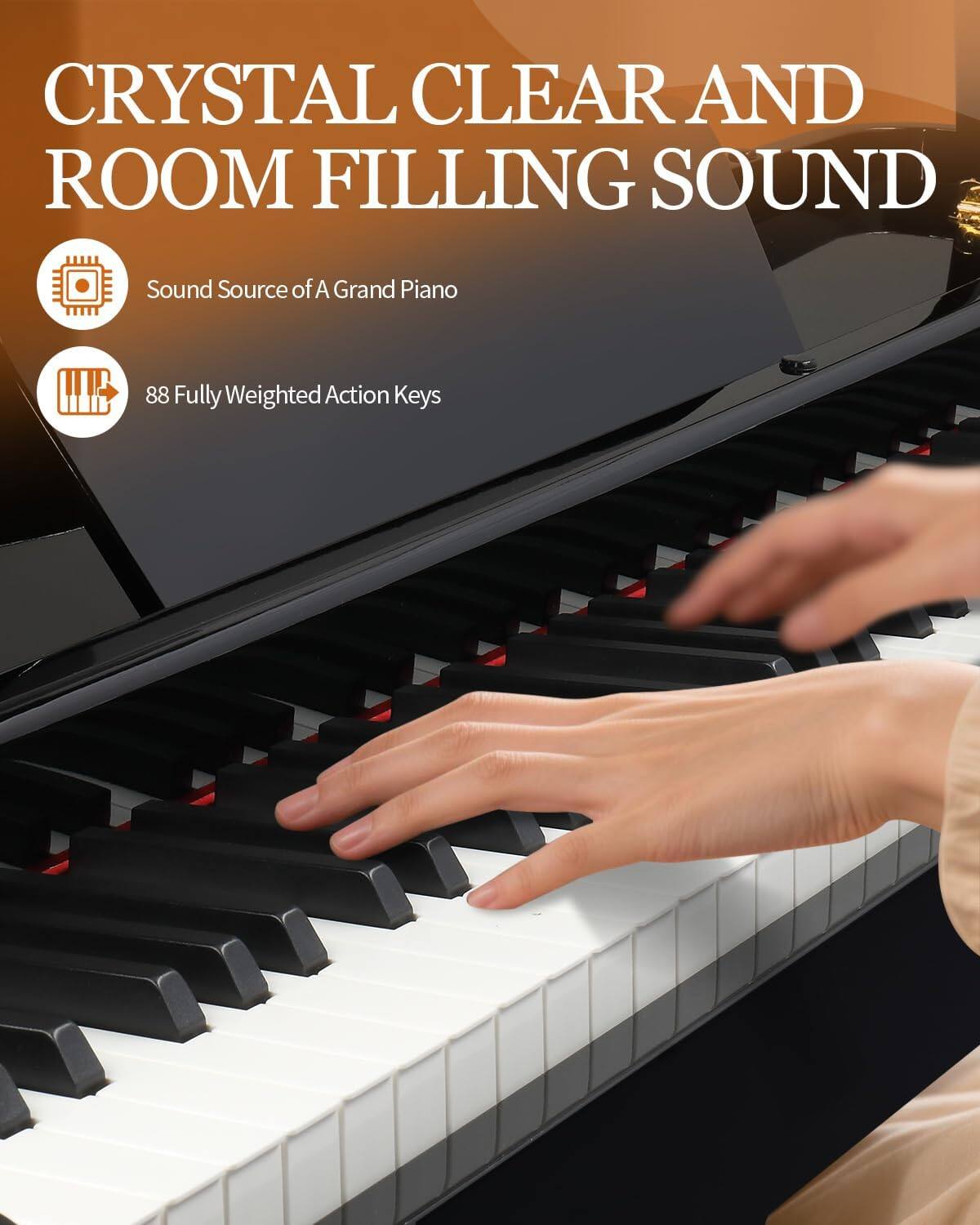 Winado 88 Key Weighted Action Grand Piano, Foldable Digital Piano ...