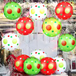 Schertz - 12-Pack 12in Light-Up Inflatable Christmas Balls – Lime Green Outdoor Decor - Bright Color