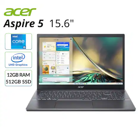 acer Aspire 5 15.6"
intel CORE i5
intel UHD Graphics
12GB RAM
512GB SSD