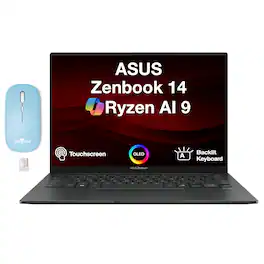 ASUS - Zenbook 14 Laptop 14.0 WUXGA Display (Ryzen AI 9 465, 16GB, 512GB SSD, Win 11 Home) w/Dockztorm Wireless Mouse - Jasper Gray