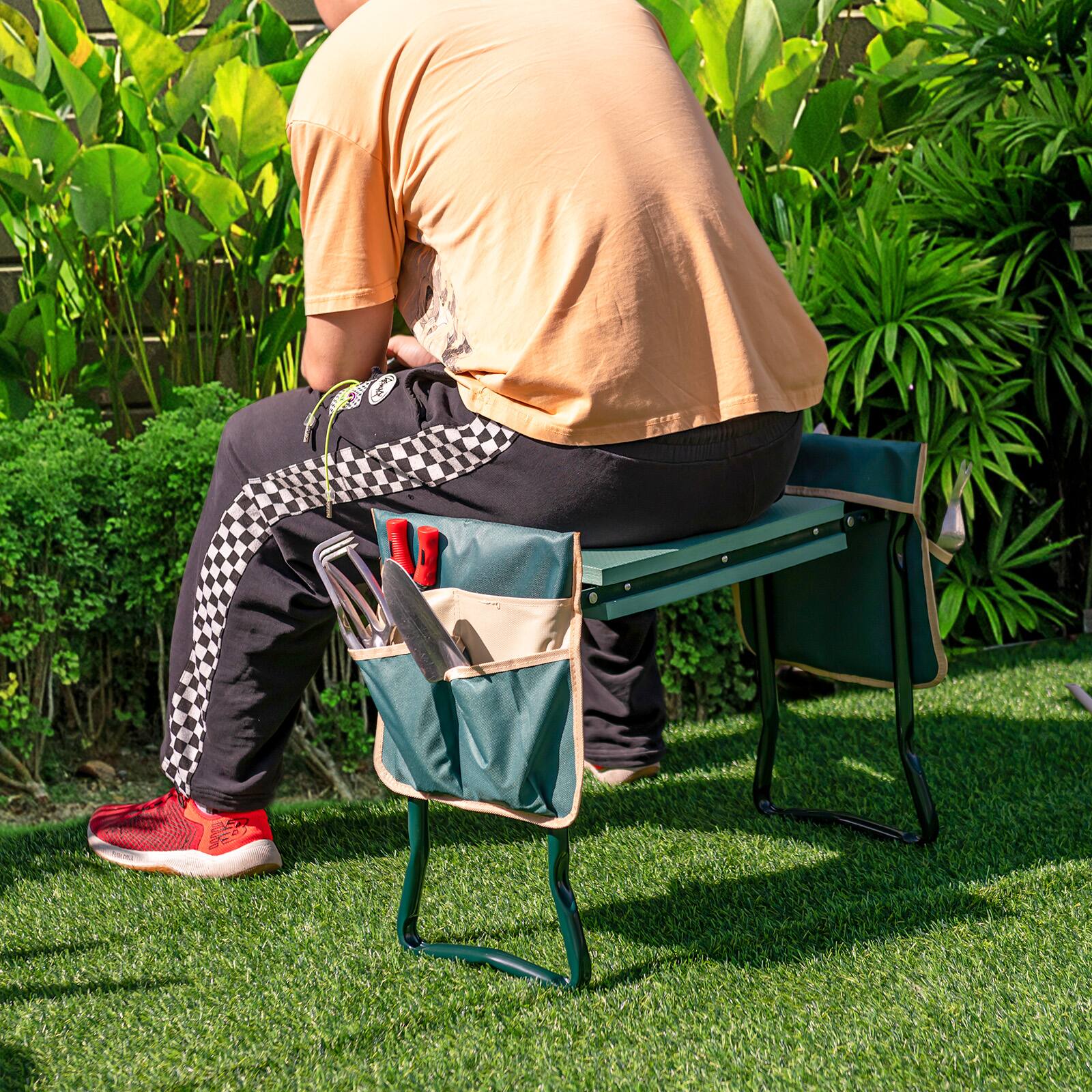 Alt View 1. Costway - Costway Garden Kneeler and Seat, Foldable Garden Stool Heavy Duty Gardening Bench - Green+Black.