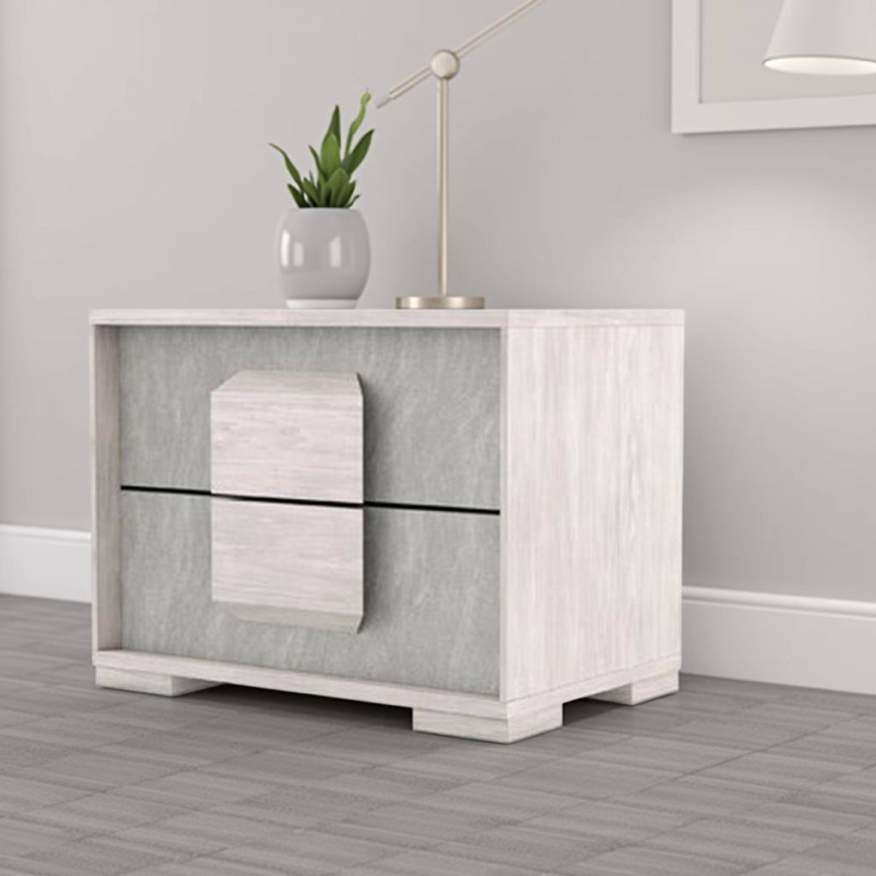 Alt View 5. Manhattan Lane - Nomi Nightstand, 2 Drawers and Melamine Top,24 Inch - White Wash, Stone Gray.