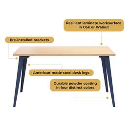 Orison - Office 27x57 Mid Century Modern Desk, Navy / Platinum Oak - Blue