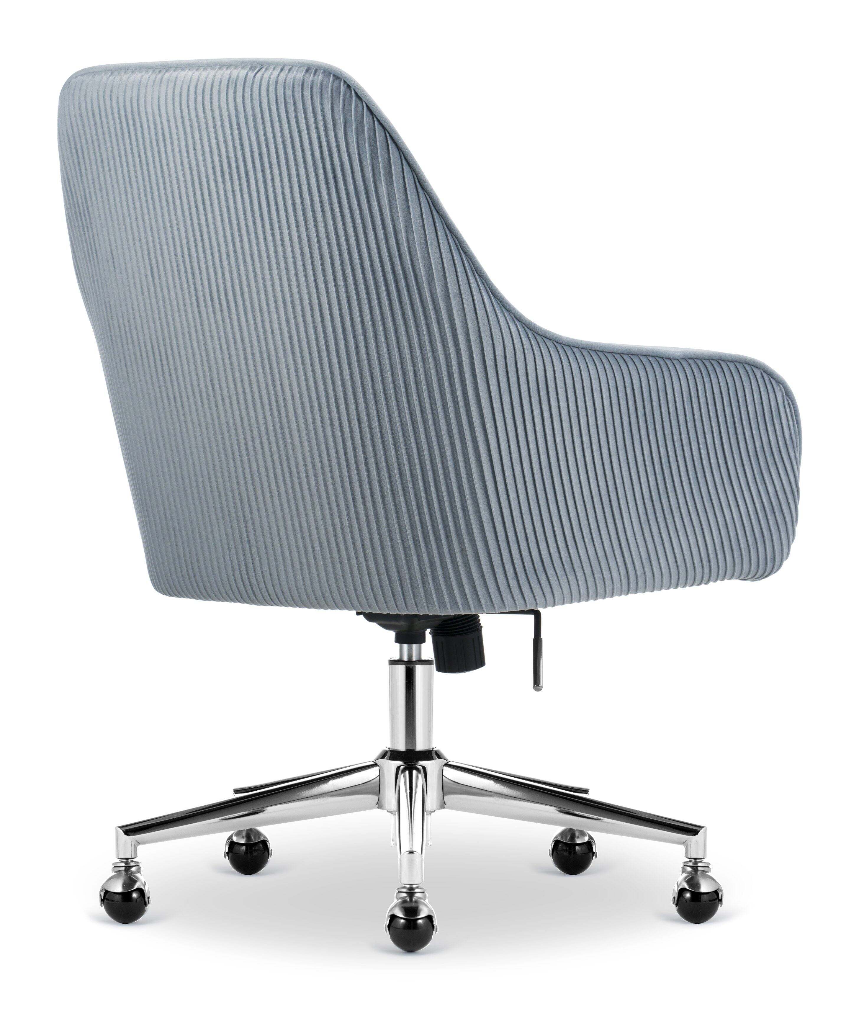 Alt View 19. Serta - Chloe Soft Velvet Modern Home Office Chair - Ash Blue - Silver Chrome Base.