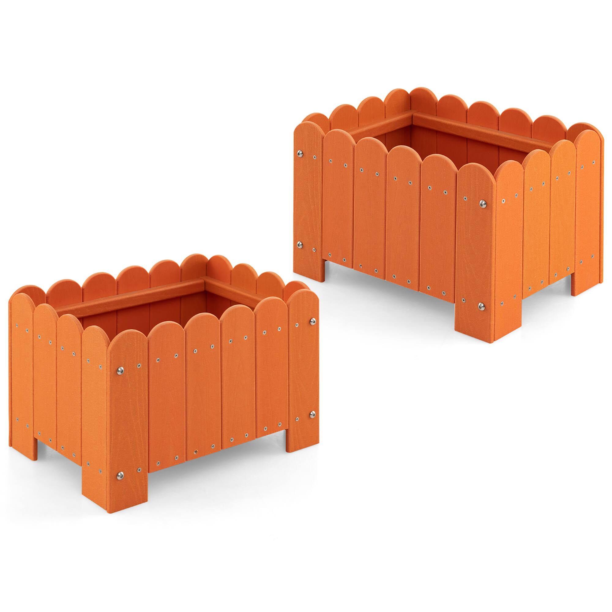 Alt View 9. Gymax - Gymax 2 Pack Rectangular Planter Box Weather-resistant HDPE Flower Pot w/ Drainage Gaps Orange - Orange.