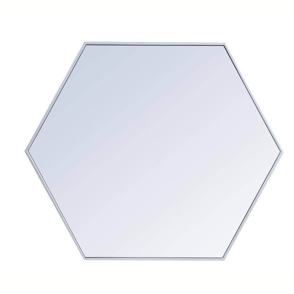 Back. Elegant Decor - Metal frame hexagon mirror 38 inch in silver - Silver.