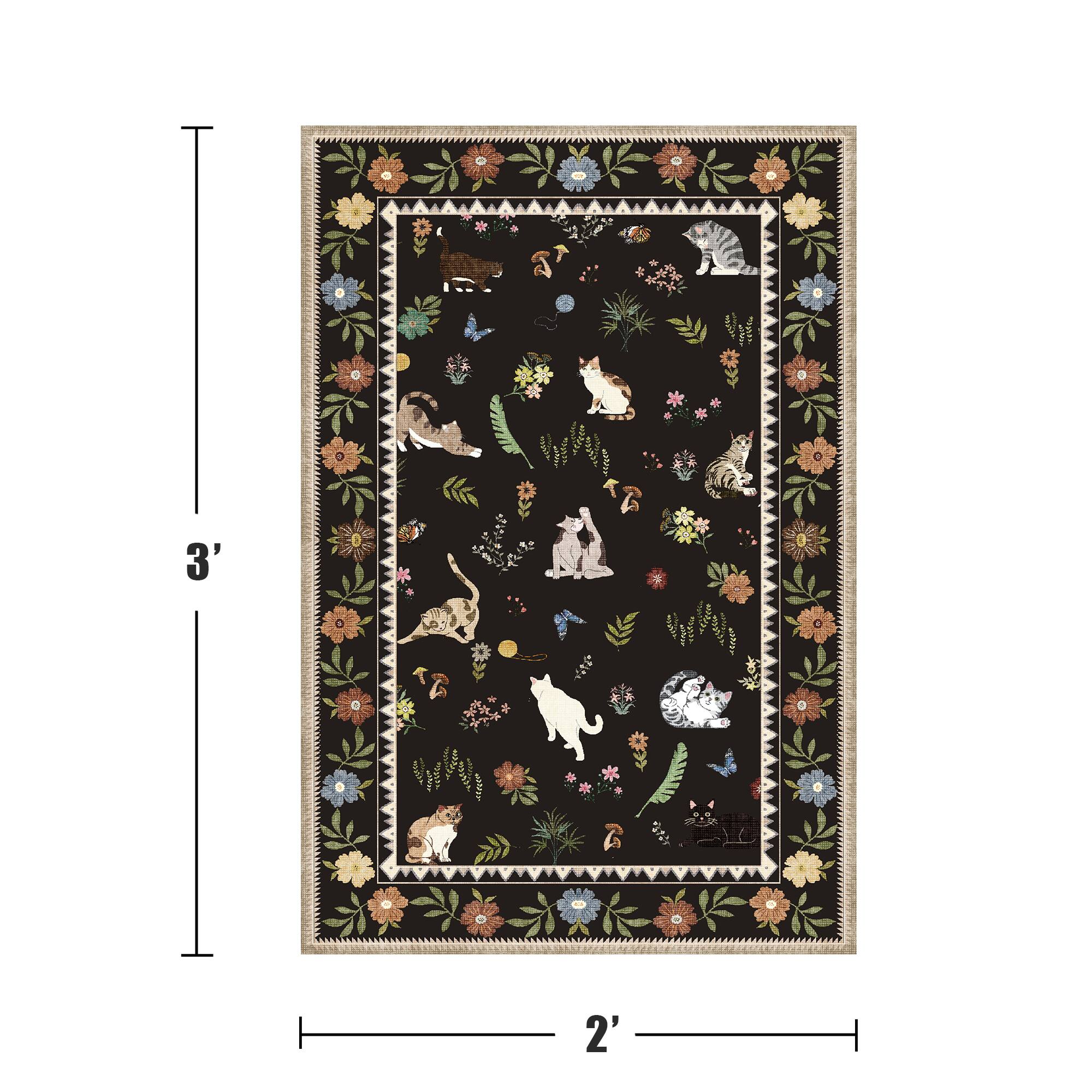 Alt View 1. KERDOM - Cute Cat Print 2x3 ft Small Area Rug – Adorable Kitten Floor Mat for Entryway & Bathroom, Non-Slip Washable Accent Rug - Black.