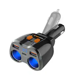 ToughTested - 150W 12V Cigarette Lighter Splitter | Dual 12V Outlets with Type-C & Dual USB Multi-Device Adapter - Black