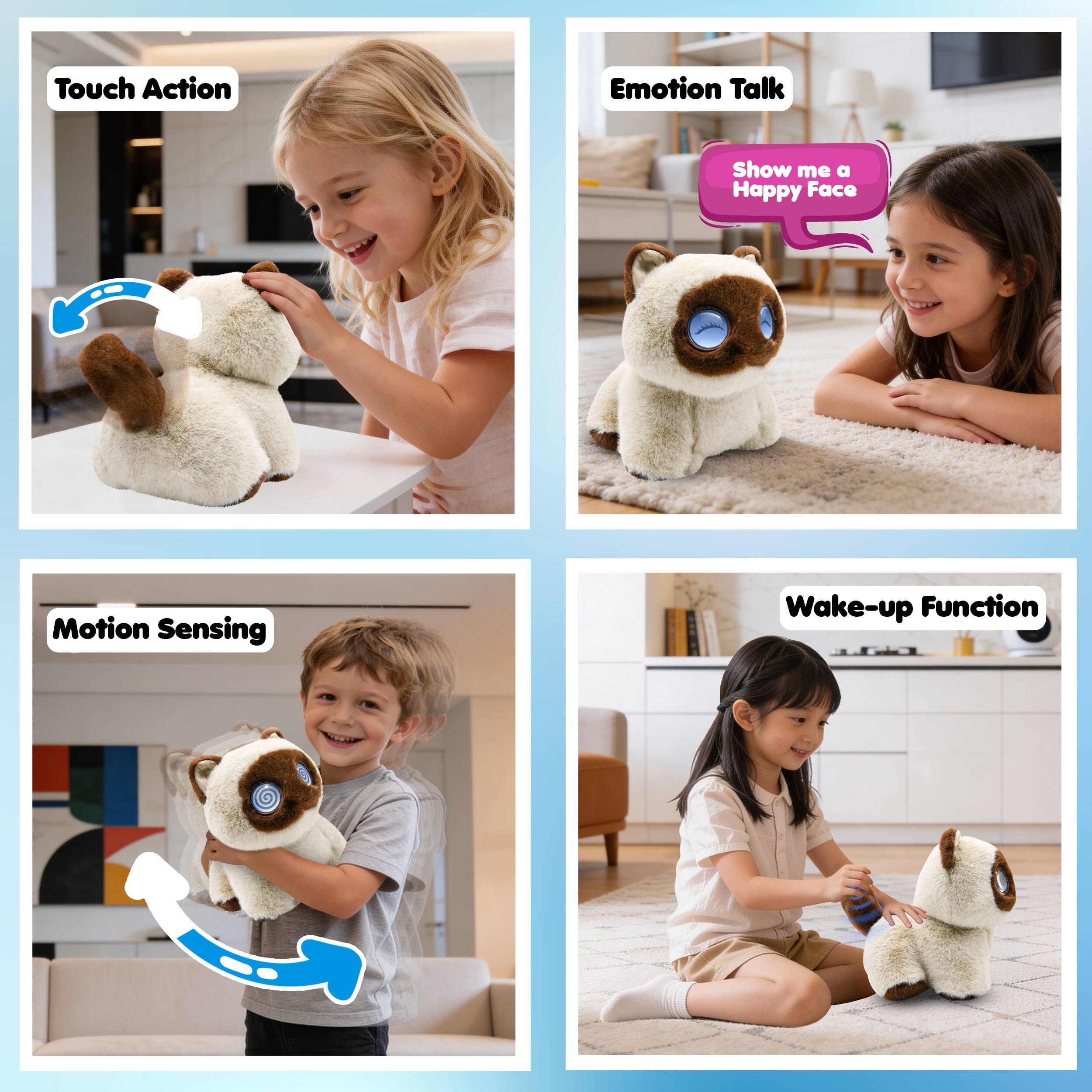 Touch Action  
Emotion Talk  
Show me a Happy Face  
Motion Sensing  
Wake-up Function
