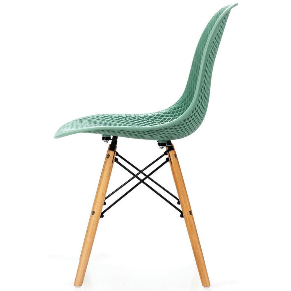 Alt View 4. Pefilos - Pieces Modern Plastic Hollow Chair Set with Wood Leg Green Lounge Chair Dining Room Chair for Kitchen - Green.