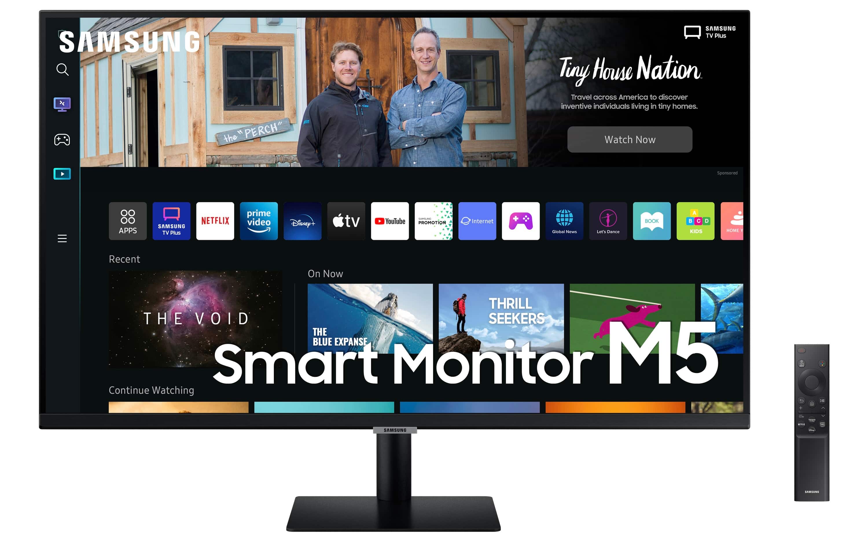 Front. Samsung - M50B 32" LED FHD Smart Monitor with Streaming TV - Black.