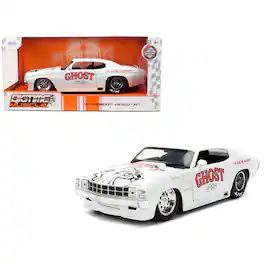 1971 Chevrolet Chevelle SS "Ghost SS" White with Graphics "Bigtime Muscle" Series 1/24 Diecast Model Car by Jada