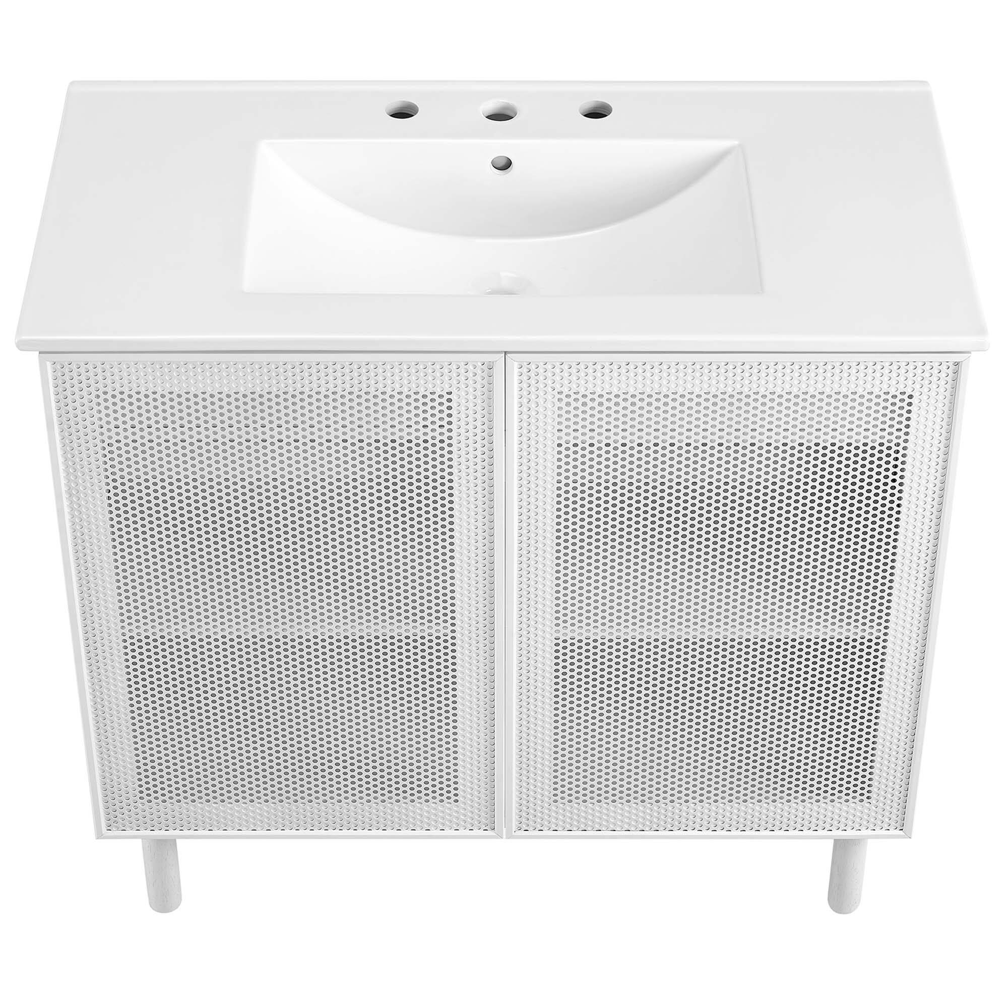 Alt View 5. Modway - Calla Bathroom Vanity Basin Included by Modway - White White.