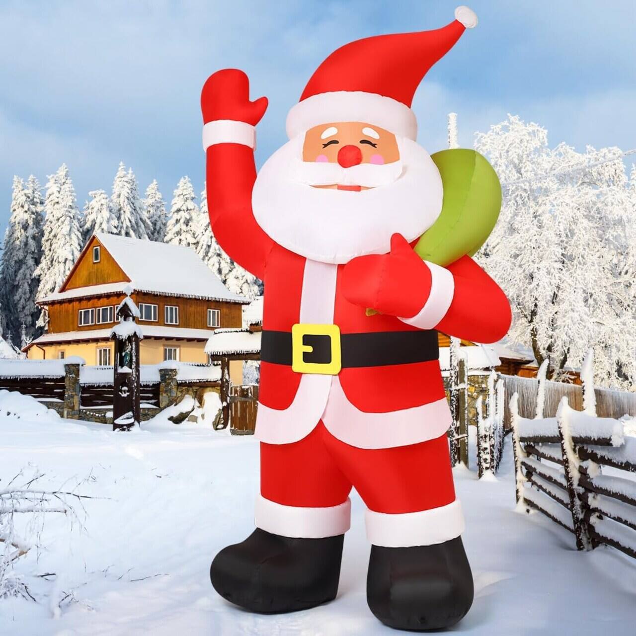Alt View 2. GOOSH Inflatables - GOOSH 9 FT Christmas Inflatables Santa Claus Animated Giant with LED Lights - Red.