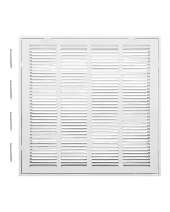 Front. VEVOR - Return Air Filter Grille, Fits W20 x H20 Inch Duct Opening, Filter Not Included, Return Air Vent Cover for Wall - White.