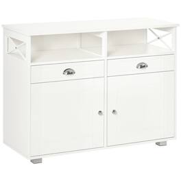 Homcom - Sideboard Coffee Bar Cabinet with Drawers, Large Tabletop - White