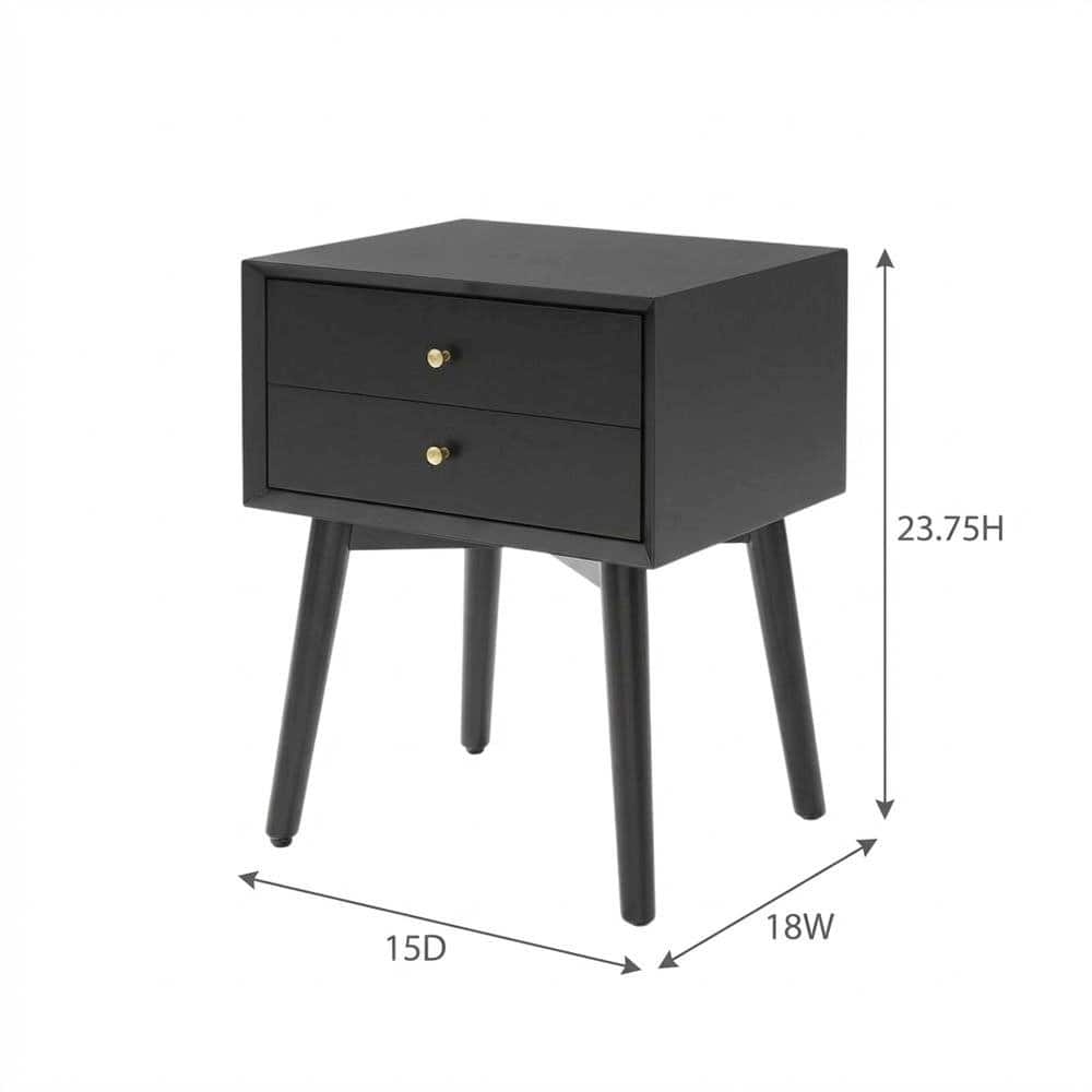 FurniFact - Wooden Nightstand with MDF and Poplar Veneer Finish for Modern Bedroom Style - Matte Black price history on PriceWatchPro
