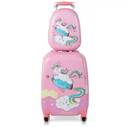 1997 kids luggage set with backpack 2 PCS Set, 13" Travel and 16" Carry-on Suitcase Babyjoy This adorable luggage set including a cute animal shaped suitcase and a matching backpack is perfect for traveling Costway - 2 Pcs Kids