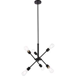 Living District - Axel 6 lights pendant with hanging rod - Black