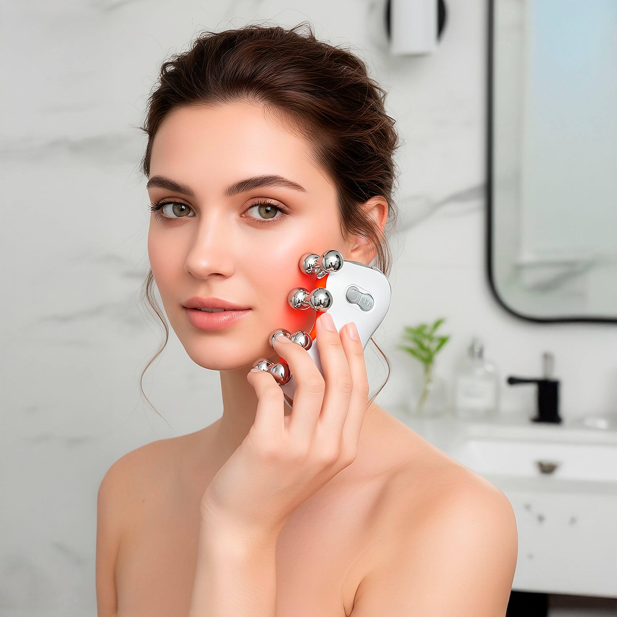 Angle. Pursonic - 5-in-1 LED Light Therapy Skin Roller Massager.