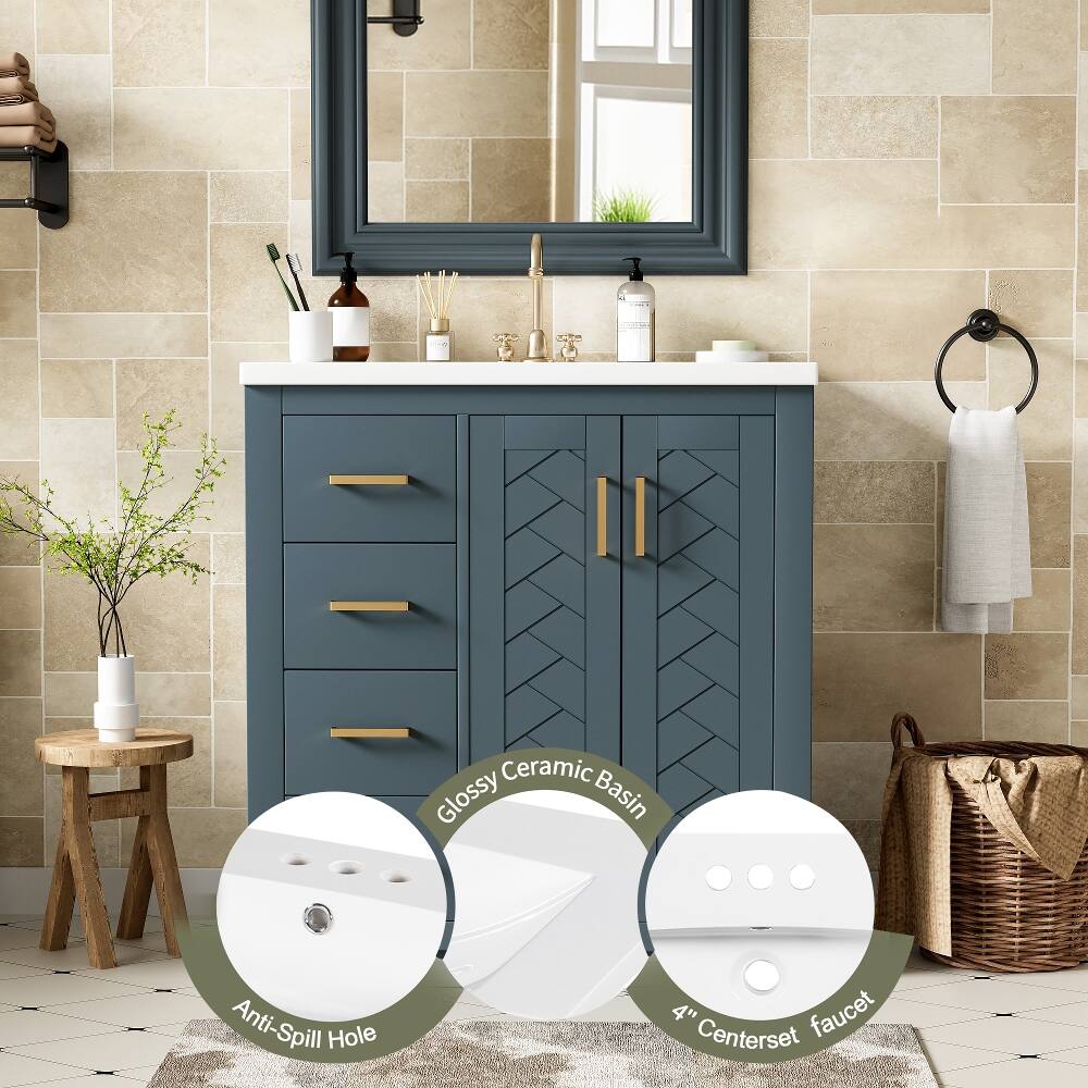 Ceramic Glossy Basin  
Anti-Spill Spill Hole  
4" Centerset faucet