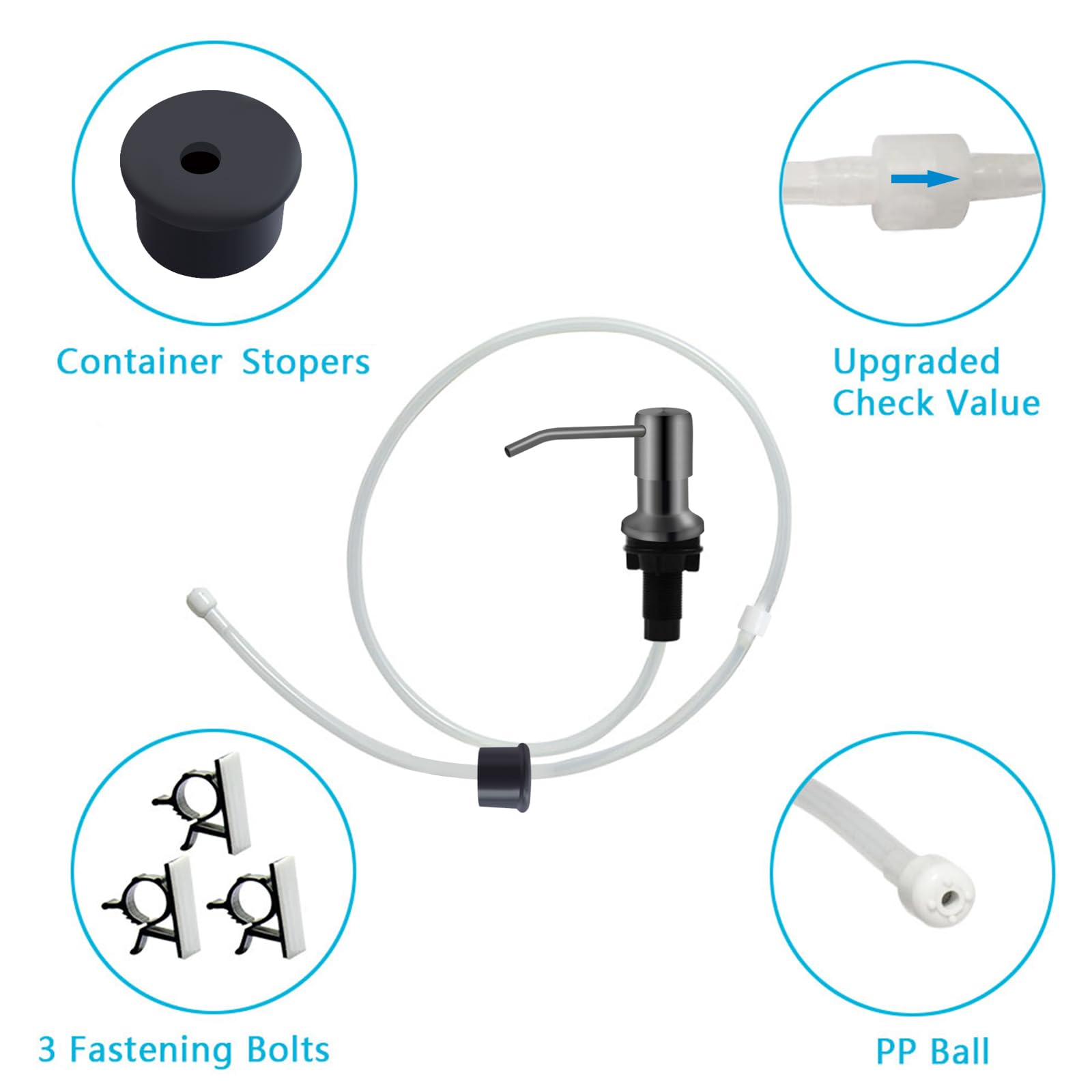 Container Stoppers  
Upgraded Check Valve  
3 Fastening Bolts  
PP Ball