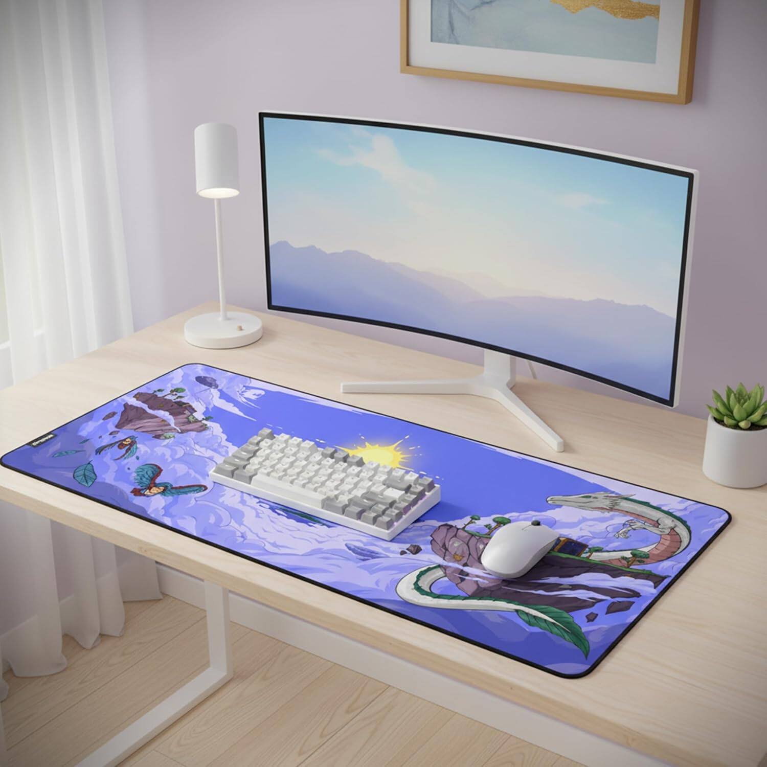 Alt View 5. Hystar - Terraria Extended Gaming Mouse Pad | XXL 36" x 16" | 5mm Thick, Waterproof Surface, & Smooth Polyester | Floating Island - Blue.