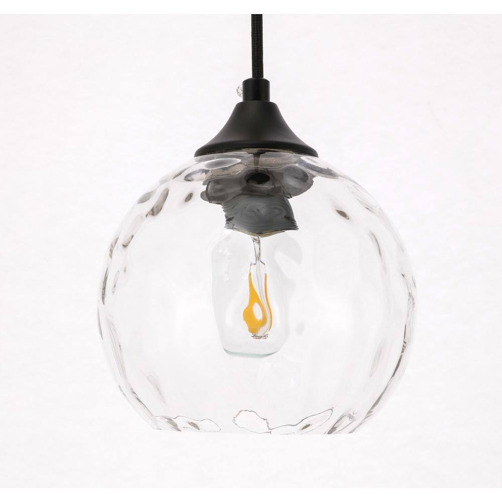 Alt View 2. Living District - Cashel 1 light Black and Clear glass pendant - Black And Clear Glass.