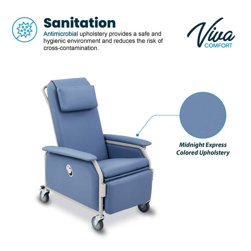 Sanitation: Antimicrobial upholstery provides a safe and hygienic environment and reduces the risk of cross-contamination.
Viva COMFORT Midnight Express Colored Upholstery