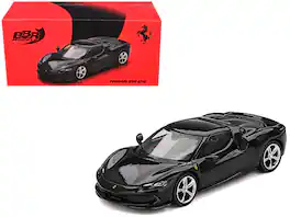 Ferrari 296 GTB Nero Daytona 1/64 Diecast Model Car by BBR - Black