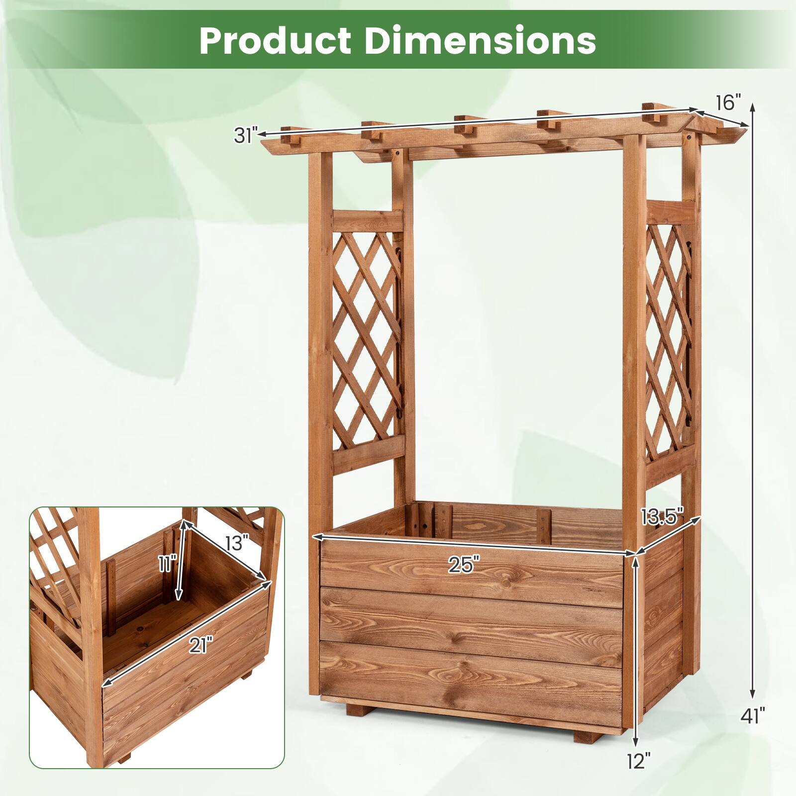 Product Dimensions: 31" x 16" x 11" x 13" x 25" x 13.5" x 21" x 41" x 12"