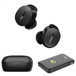 Bundle - Bose - QuietComfort Wireless Noise Cancelling Earbuds, Black, with 10000mAh 38.5Wh Qi Wireless Portable Power Bank
