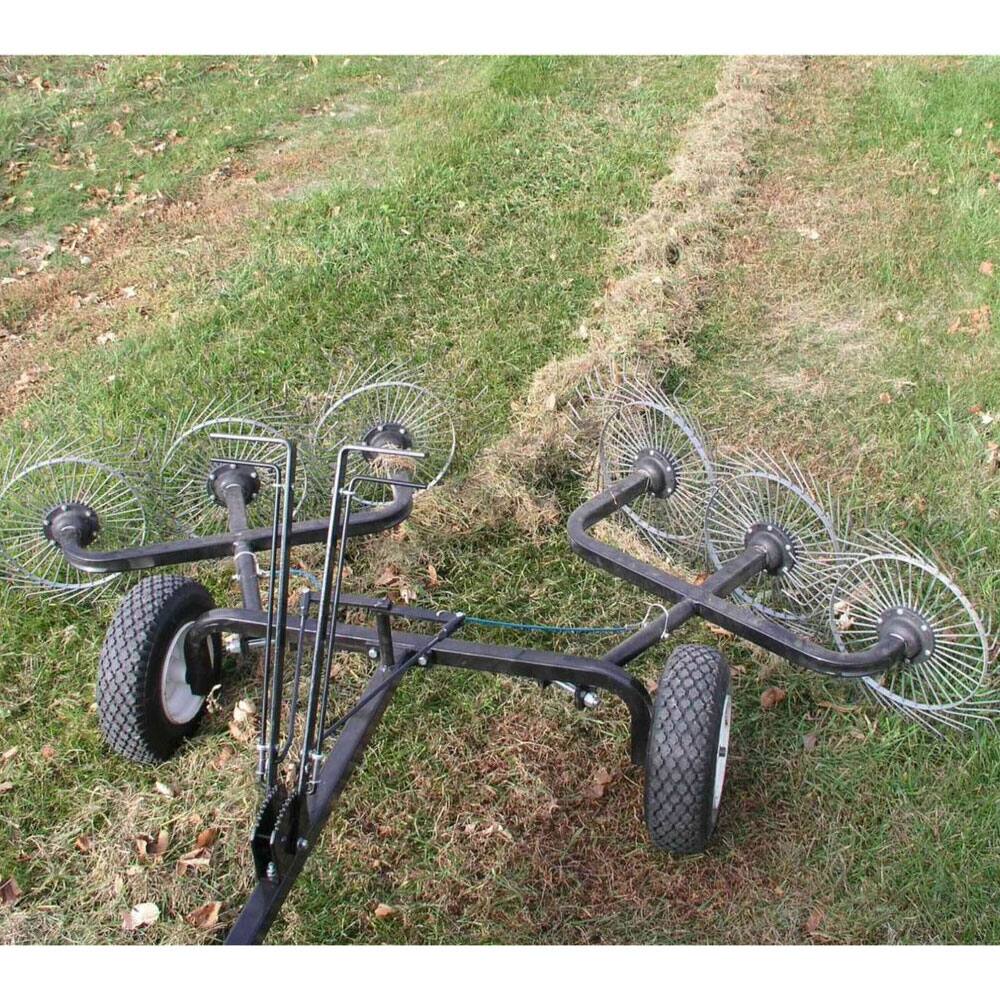 Alt View 3. Yard Tuff - Yard Tuff 60” Steel Tow Behind Acreage Rake Lawn Sweeper with Pin Style Hitch - Black.